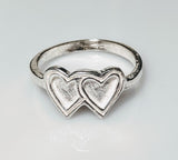 Solid Sterling Silver Inlay Double Heart Blank Setting, Rough Casted, DYI Jewelry, Empty Ring, Engraving, For Silversmiths Size 4-7, 563-139