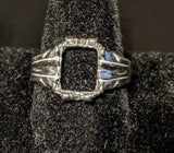 Sterling Silver or 14kt Gold 10x8 Emerald Cut Pre-Notched Blank Low Profile Mens Ring Size 9 setting 163-422/143-422