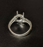 Solid Sterling Silver or 14kt Gold 8-12mm Round 4 Prong Pre-Notched Offset Blank Ring Size 7 shank setting 163-540/143-540