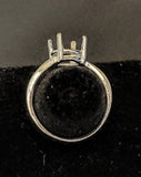 Solid Sterling Silver or 14kt Gold 8-12mm Round 4 Prong Pre-Notched Offset Blank Ring Size 7 shank setting 163-540/143-540
