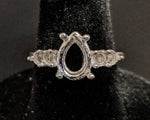 Sold Sterling Silver or 14kt Gold 10x7-16x12 Pear w/ Accents blank Ring shank setting Ring Size 7 163-492/143-492
