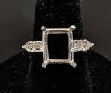 Solid Sterling Silver or 14kt Gold 9x7-16x12mm Emerald Cut Accented Pre-Notched Blank Ring Size 7 setting 163-484/143-484
