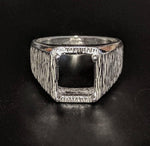 Sterling Silver or Solid 10kt Gold 10x8 - 11x9 Emerald Cut Pre-Notched Blank Mens Ring Size 10 shank setting 163-323/143-323