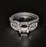Solid Sterling Silver or 14kt Gold 6-10mm Round Cab (Cabochon) Filigree Pre-Notched Blank Ring Sz 7 setting 163-561/143-561