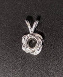 Solid Sterling Silver or 14kt Yellow or White Gold 2mm-4mm Round Rose Flower Pendant Setting, New, Made in USA 161-217/141-217