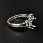 Solid Sterling Silver or 14kt Gold 8mm Fancy Double Heart Pre-Notched Blank Ring Size 7 shank setting 163-848/143-848