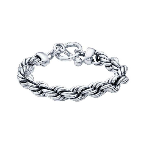 Sterling Silver 10mm Rope Chain Bracelet,  8"  Length, Real Silver, DYI Jewelry, 614274
