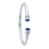 Sterling Silver Rhodium-Plated Hinged Cuff Bracelet Mounting, 6mm round Cabochon,, DYI Jewelry, Custom Made, 616568