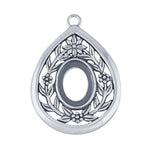 Sterling Silver 18 x 13mm Floral Filigree Pendant Mounting, Oval Cab (Cabochon) Pendant Setting 687681