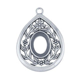 Sterling Silver 18 x 13mm Floral Filigree Pendant Mounting, Oval Cab (Cabochon) Pendant Setting 687681