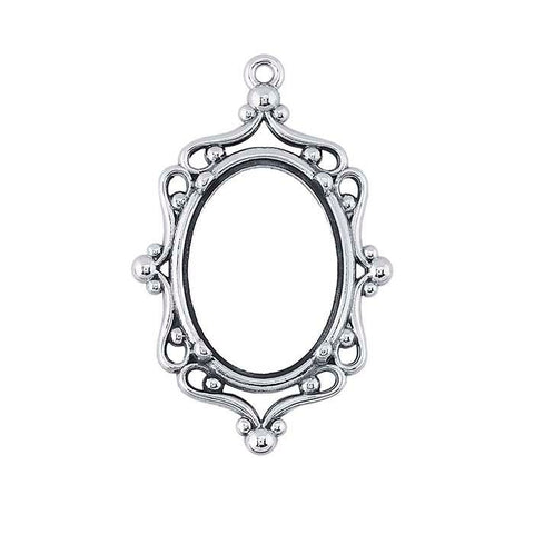 Sterling Silver 18 x 13mm Filigree Pendant Mounting, 4-Prong, Oval Cab (Cabochon) Pendant Setting 686742