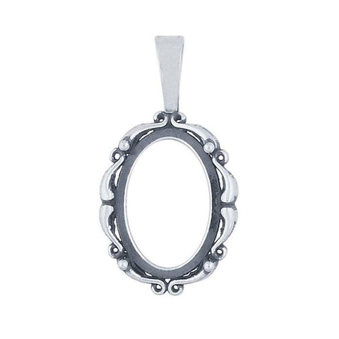 Sterling Silver Oval Scroll Cameo/Cabochon Pendant Mounting, 14x10-40x30mm Oval Cab (Cabochon) Pendant Setting