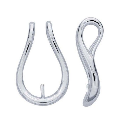 Sterling Silver Pearl U Shape Pendant Mounting For Half-Drilled Pearls, Hidden Bail, Custom, 926414
