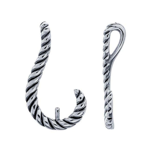 Sterling Silver Pearl Twisted Fishhook Pendant Mounting For Half-Drilled Pearls, Hidden Bail, Custom, 926417