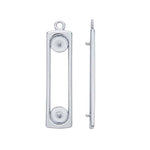 Sterling Silver Rectangle Double Pearl Pendant Mounting For Half-Drilled Pearls, Custom, 926411