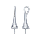 Sterling Silver Pearl Tampered Pendant Mounting For Half-Drilled Pearls, Hidden Bail, Custom, 616436
