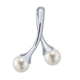 Sterling Silver Rhodium-Plated Crossover Pearl Pendant Mounting For Half-Drilled Pearls, Hidden Bail, Custom, 616247