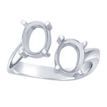 Sterling Silver 8 x 6mm Oval Bypass Ring Mounting, Faceted, 4 Prong Pre-Notched Offset Blank Ring Size 7 or 8, 9263947