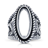 Sterling Silver Oxidized 22 x 8mm Oval Ring Mounting blank Cab (Cabochon) setting Size 7 or 8, 6163907