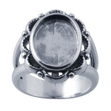 Sterling Silver Oxidized 14x10mm Oval Ring Mounting blank Cab (Cabochon) setting Size 7 or 8, 9250977