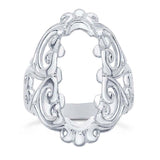Sterling Silver 22x8 mm Oval Cabochon Open Heart Scroll Ring Mounting, blank Cab (Cabochon) setting Size 8, 9105788