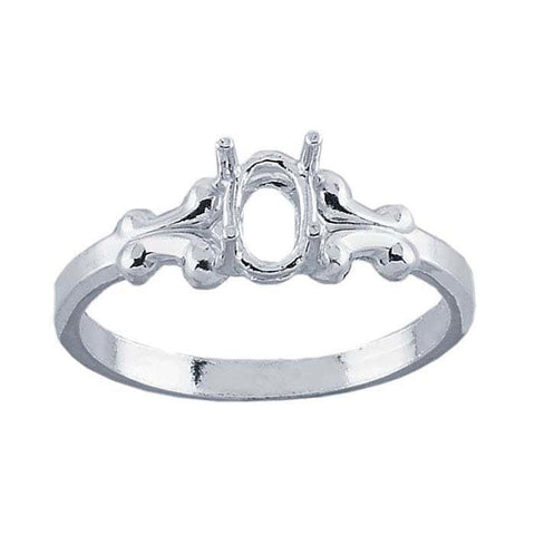 Sterling Silver 6 x 4mm Oval Ring Mounting, Oval Faceted, 4 Prong Blank Ring Size 6 or 7, 6408306