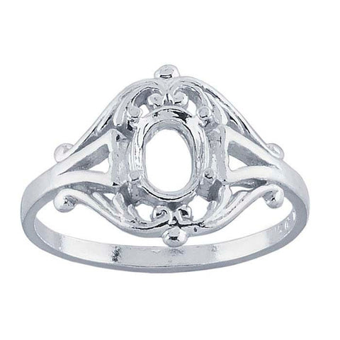 Sterling Silver 6 x 4mm Oval Ring Mounting, Oval Faceted, 4 Prong Blank Ring Size 6 or 7, 9405876