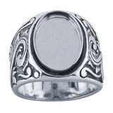 Sterling Silver 14 x 10mm Oval Cabochon Oxidized Ring Mounting blank Cab (Cabochon) setting Size 7 or 8, 6989737