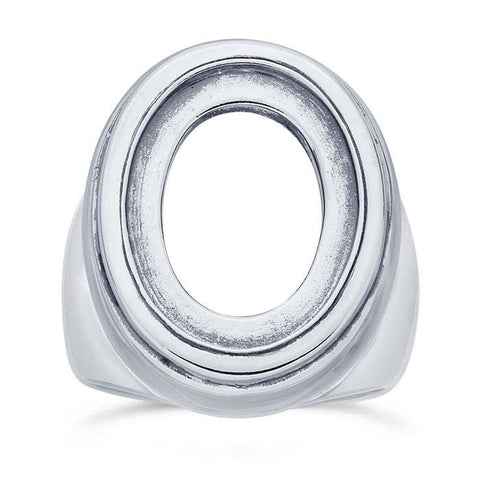 Sterling Silver 18x13 mm Oval Cabochon Ring Mounting, blank Cab (Cabochon) setting Size 7 to 8, 6895897