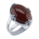 Sterling Silver Fleur-de-Lis Accent 18x13 mm Oval Ring Mounting,  blank Cab (Cabochon) setting Size 7 to 8, 6871497