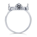 Sterling Silver Flower Accent 18x13 mm Oval Ring Mounting,  blank Cab (Cabochon) setting Size 7 to 8, 6871057