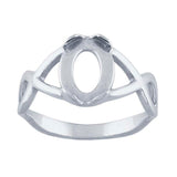 Sterling Silver Figure-Eight 10x8-14x10 mm Oval Ring Mounting, blank Cab (Cabochon) setting Size 7 or 8