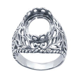 Sterling Silver Filigree 16x12 mm Oval Ring Mounting,  blank Cab (Cabochon) setting Size 7 to 8, 6138877