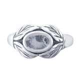 Sterling Silver Leaf 7x5 mm Oval Ring Mounting, blank Cab (Cabochon) setting Size 7 to 8, 9256647