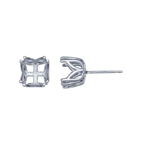 Sterling Silver 4-8mm Round Faceted Post Earring Mounting, Round Faceted Earrings, Blank Setting, Stud