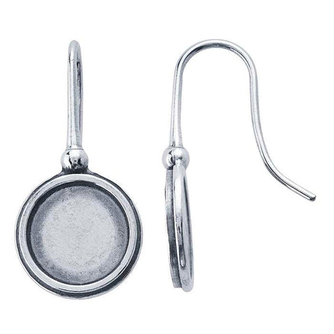 Sterling Silver 5 to 10 mm Round Cabochon Ear Wire Mounting, Round Cabochon Earrings, Blank Setting, Hook