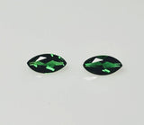Matched Pair, Natural Genuine Russian Chrome Diopside, 6x3mm Marquise Faceted, 0.55tcw, VVS loose stone