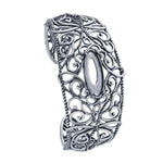 Sterling Silver 22 x 8mm Oval Filigree Cuff Bracelet Mounting, Oval Cab (Cabochon), Blank Mounting, DYI Jewelry, Custom Made, 615771