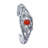Sterling Silver 12 x 10mm Oval Floral Cuff Bracelet Mounting, 12x10 Oval Cab (Cabochon), Blank Mounting, DYI Jewelry, Custom Made, 615766