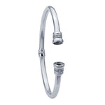Sterling Silver Rhodium-Plated Hinged Cuff Bracelet Mounting, 6mm round Cabochon,, DYI Jewelry, Custom Made, 616568