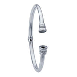 Sterling Silver Rhodium-Plated Hinged Cuff Bracelet Mounting, 6mm round Cabochon,, DYI Jewelry, Custom Made, 616568