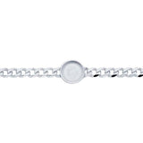 Sterling Silver 4.4mm Diamond-Cut Curb Chain Bracelet with 10mm Round Bezel, Cab (Cabochon) Blank Mounting, DYI Jewelry, Custom Made 6164957