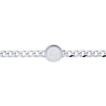 Sterling Silver 3.7mm Diamond-Cut Curb Chain Bracelet with 8mm Round Bezel, Cab (Cabochon), Blank Mounting, DYI Jewelry, Custom Made 6164947