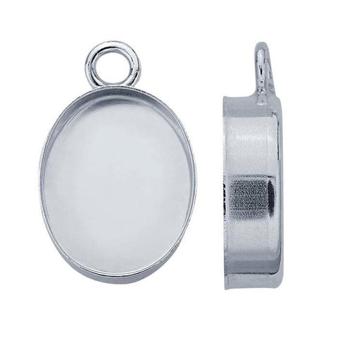 Sterling Silver Oval High-Wall Cabochon Pendant Mounting, 10x8 - 40x30 mm Oval Cab (Cabochon), Earrings, Pendant, Closed Ring, Custom