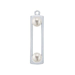Sterling Silver Rectangle Double Pearl Pendant Mounting For Half-Drilled Pearls, Custom, 926411