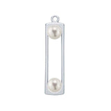 Sterling Silver Rectangle Double Pearl Pendant Mounting For Half-Drilled Pearls, Custom, 926411