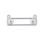 Sterling Silver Rectangle Double Pearl Festoon Pendant Mounting For Half-Drilled Pearls, Custom, 926412