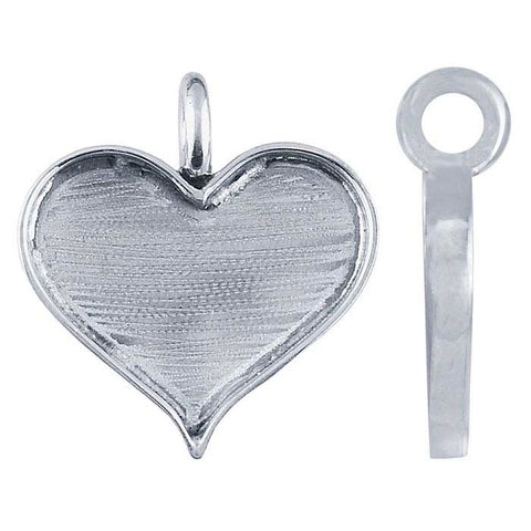 Sterling Silver 22 x 13mm Heart Resin Pendant Mounting, Resin Work, Earrings, Pendant, Custom 621273