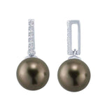 Sterling Silver Rhodium-Plated CZ-Set Pearl Pendant Mounting For Half-Drilled Pearls, Custom, Semi-Mount, 613688