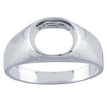 Sterling Silver 10 x 8mm Oval Buff-Top Ring Mounting, Cab (Cabochon) DYI Jewelry, Empty Ring, Carving, Engraving, 92026310